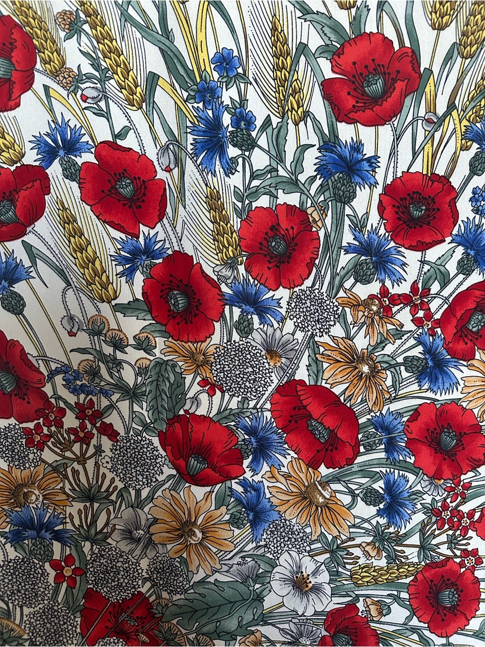 Vintage GUCCI Vittorio Accornero Flora Silk Scarf Poppies Wheat Cornflowers - Picture 10 of 13
